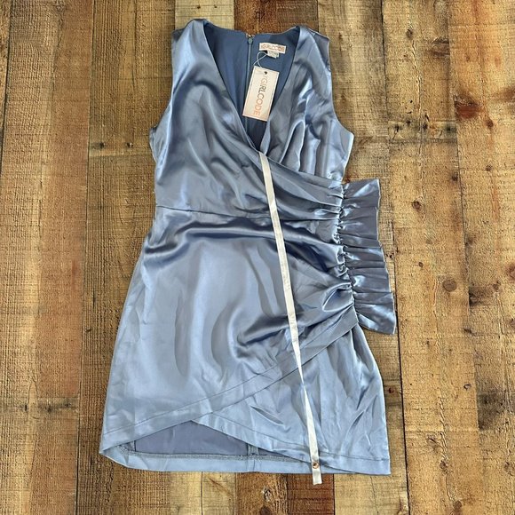 ASOS Dresses & Skirts - ASOS The Girlcode Women's Satin Ruffle Side Wrap Tank Top Mini Dress in Blue -10